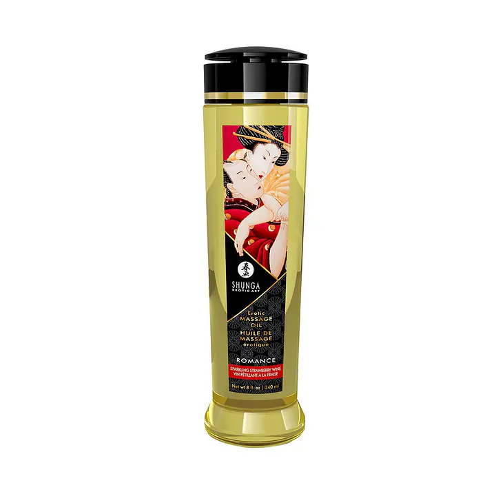 Масажна олія Shunga Romance – Sparkling Strawberry Wine (240 мл) натуральна зволожувальна - Master