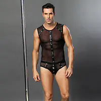 Чоловічий еротичний костюм "Романтичний Стівен" One Size Black: напівпрозорі трусики і маєчка - Master