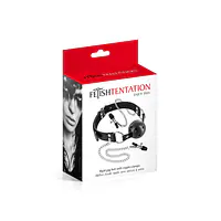 Повітропроникний кляп із затискачами для сосків Fetish Tentation Rigid Gag Ball with Nipple Clamps - Master