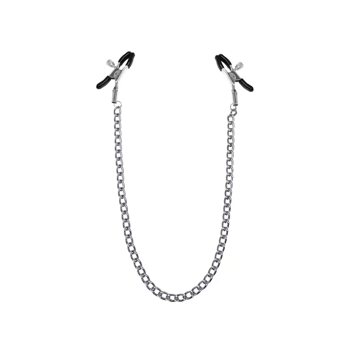 Затискачі для сосків з ланцюжком Feral Feelings - Nipple clamps Classic, срібло/чорний - Master