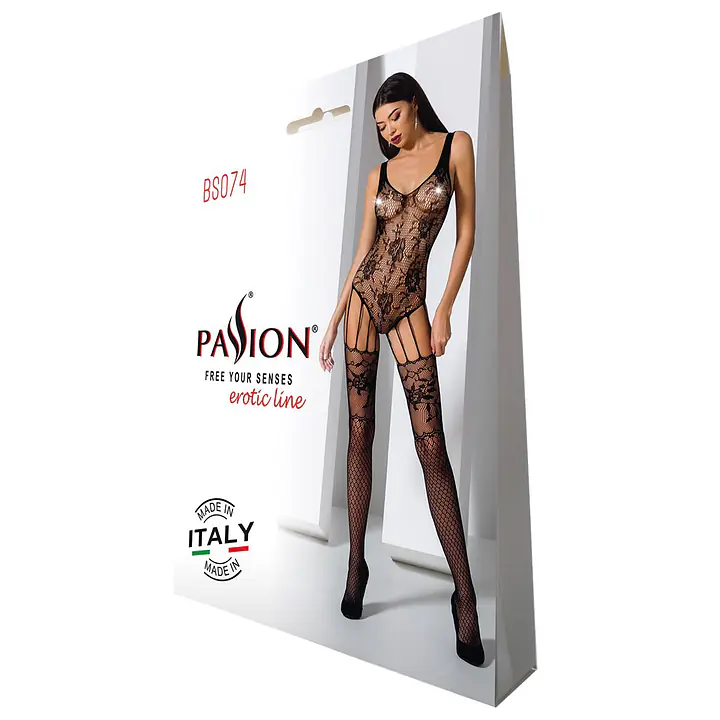Ажурний бодістокінг з імітацією панчіх Passion BS074 black - Master