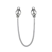 Затискачі для сосків з ланцюжком Feral Feelings - Clover nipple clamps, срібло/білий - Master