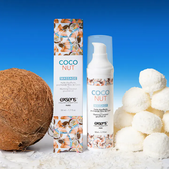 Масажна олія EXSENS Coconut 50 мл розігріває, без цукру, без парабенів, їстівне - Master