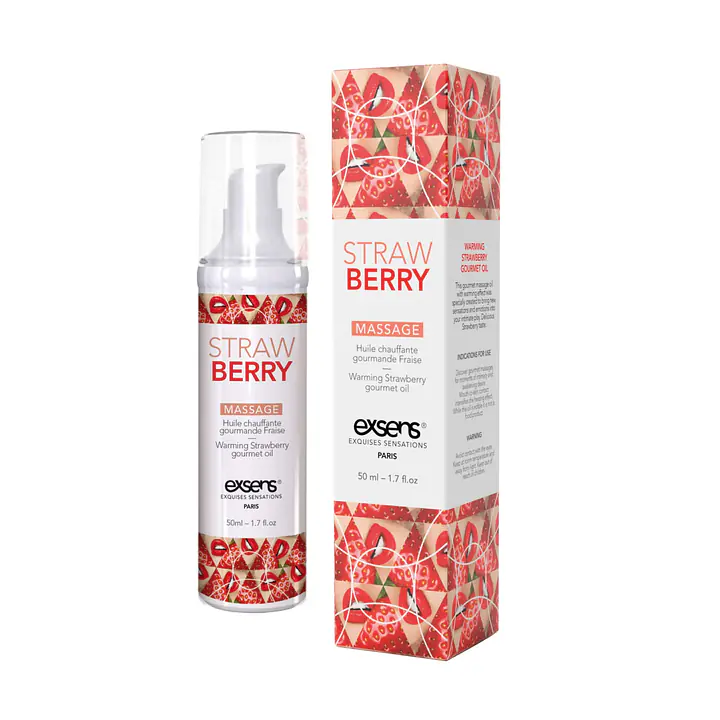 Масажна олія EXSENS Strawberry 50 мл розігрівальна, без цукру, без парабенів, їстівна - Master