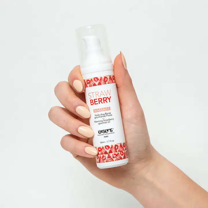 Масажна олія EXSENS Strawberry 50 мл розігрівальна, без цукру, без парабенів, їстівна - Master