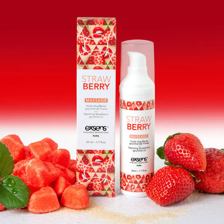 Масажна олія EXSENS Strawberry 50 мл розігрівальна, без цукру, без парабенів, їстівна - Master