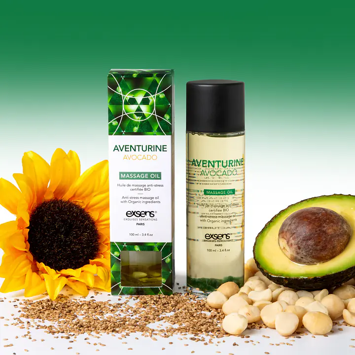 Масажна олія EXSENS Aventurine Avocado (антистрес з авантюрином) 100мл, натуральна - Master