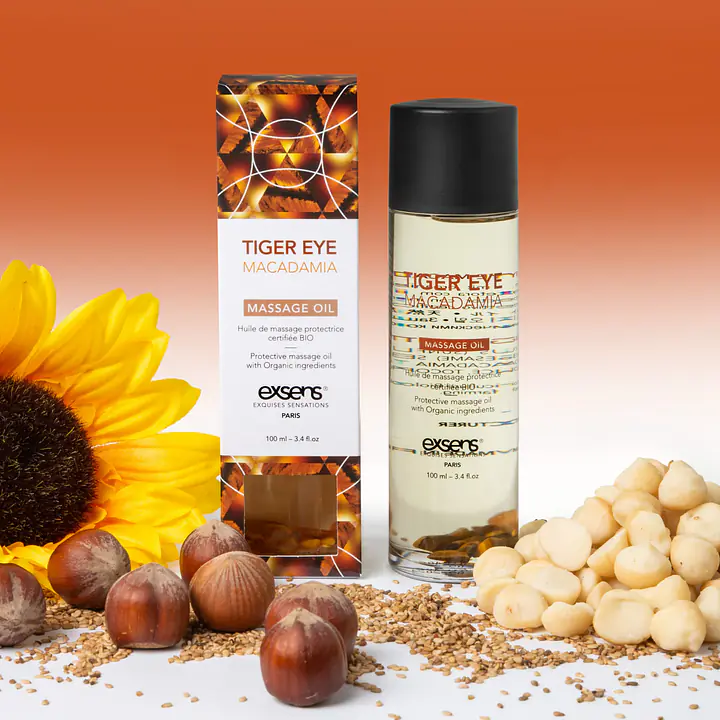 Масажна олія EXSENS Tiger Eye Macadamia (захист з тигровим оком) 100мл, натуральна - Master