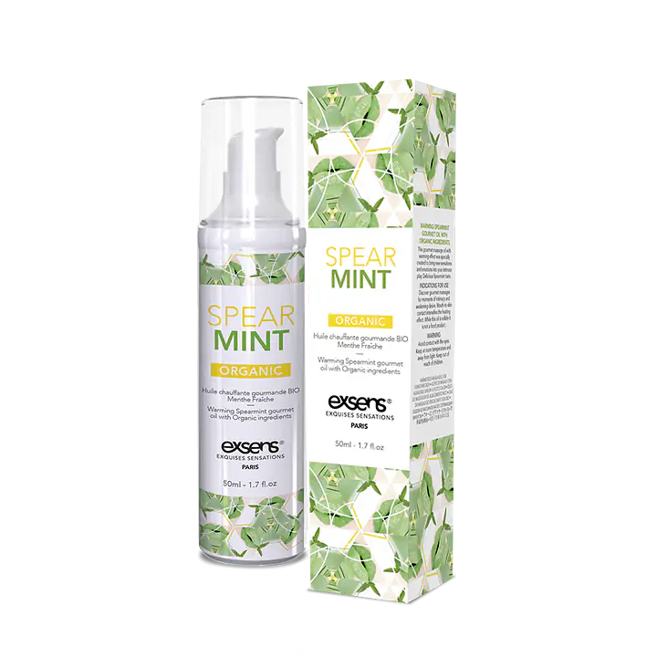 Масажна олія EXSENS Organic Spear Mint 50мл розігрівальна, без цукру, без парабенів, їстівна - Master