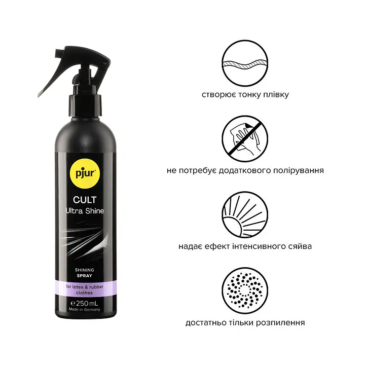Спрей для догляду за одягом із гуми та латексу pjur Cult Ultra Shine 250 мл, надає блиску - Master