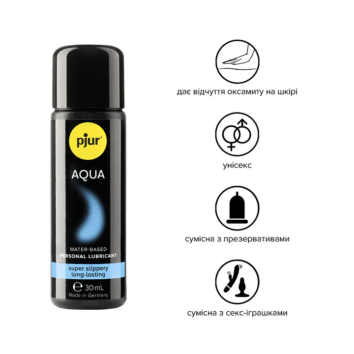 Лубрикант на водній основі pjur Aqua 30 мл, ефект оксамитової шкіри без прилипання - Master