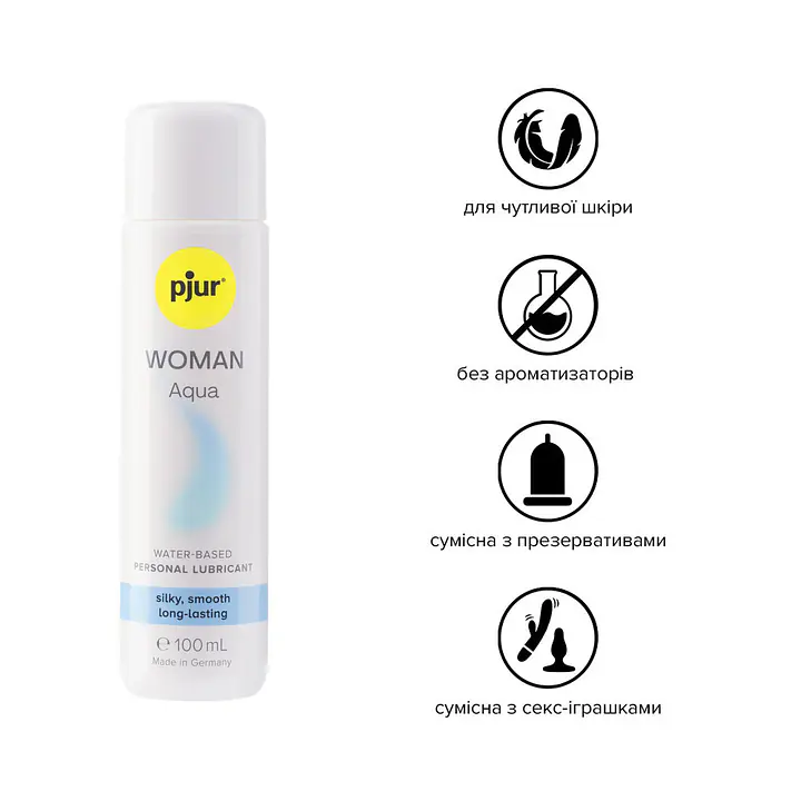 Лубрикант на водній основі pjur Woman Aqua 100 мл для інтенсивного ковзання, зволоження та догляд - Master