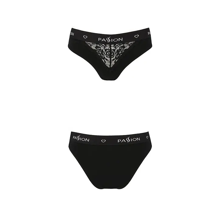 Трусики з широкою гумкою і мереживом Passion PS001 PANTIES L, black - Master
