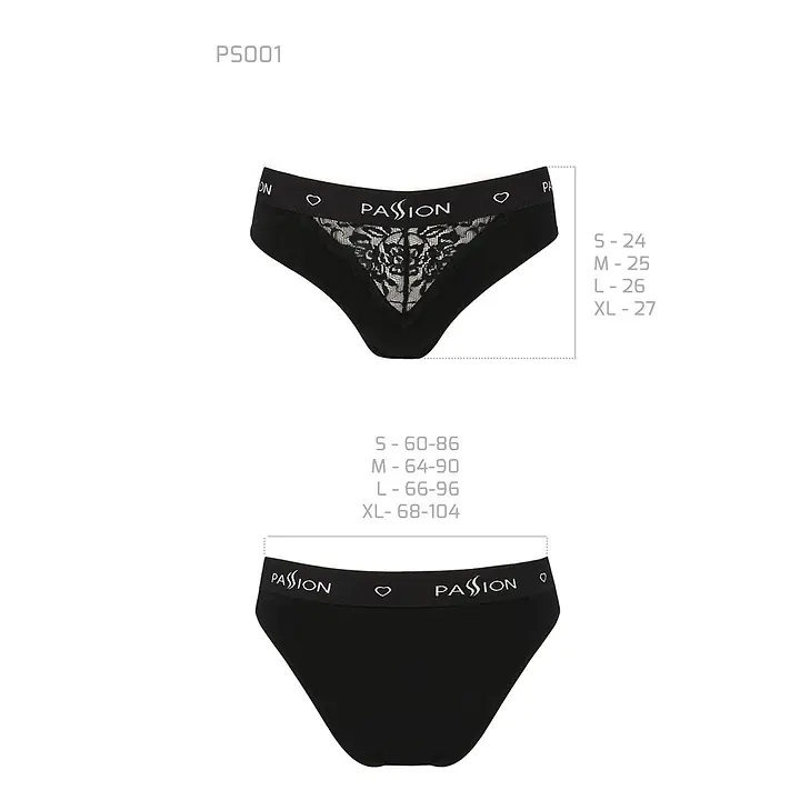 Трусики з широкою гумкою і мереживом Passion PS001 PANTIES L, black - Master