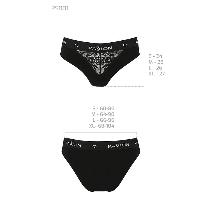 Трусики з широкою гумкою і мереживом Passion PS001 PANTIES M, black - Master