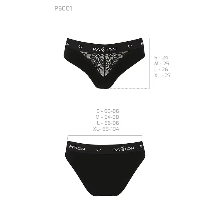 Трусики з широкою гумкою і мереживом Passion PS001 PANTIES S, black - Master
