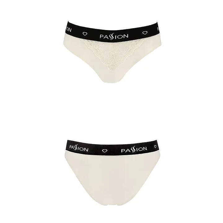 Трусики з широкою гумкою і мереживом Passion PS001 PANTIES L, ecru - Master