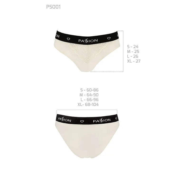Трусики з широкою гумкою і мереживом Passion PS001 PANTIES L, ecru - Master