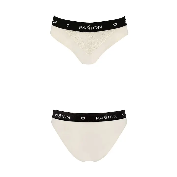 Трусики з широкою гумкою і мереживом Passion PS001 PANTIES M, ecru - Master