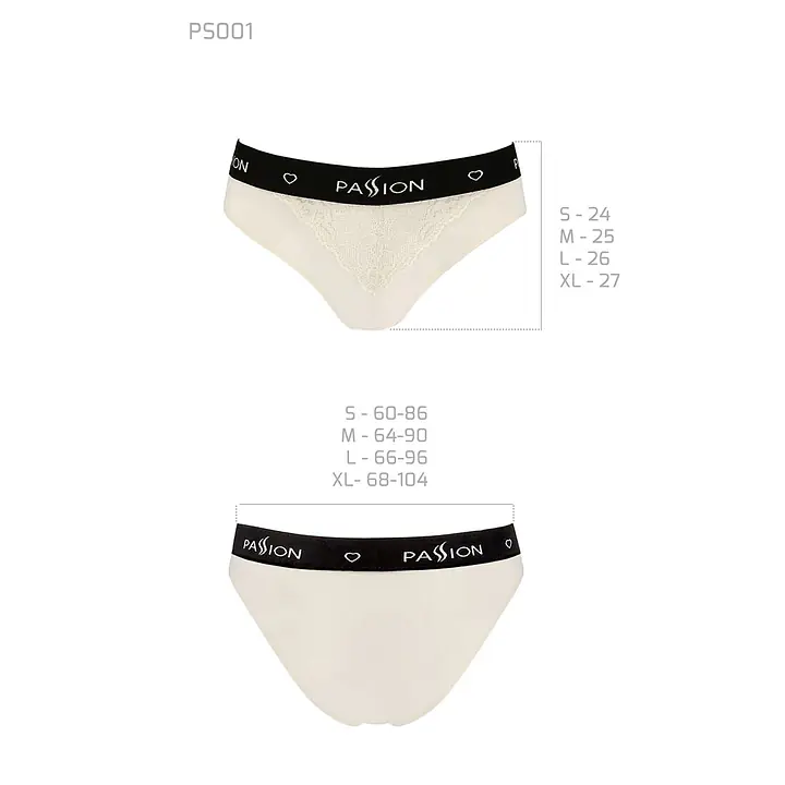 Трусики з широкою гумкою і мереживом Passion PS001 PANTIES M, ecru - Master