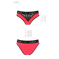 Трусики з широкою гумкою і мереживом Passion PS001 PANTIES M, red-black - Master