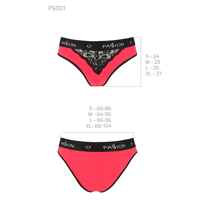 Трусики з широкою гумкою і мереживом Passion PS001 PANTIES S, red-black - Master