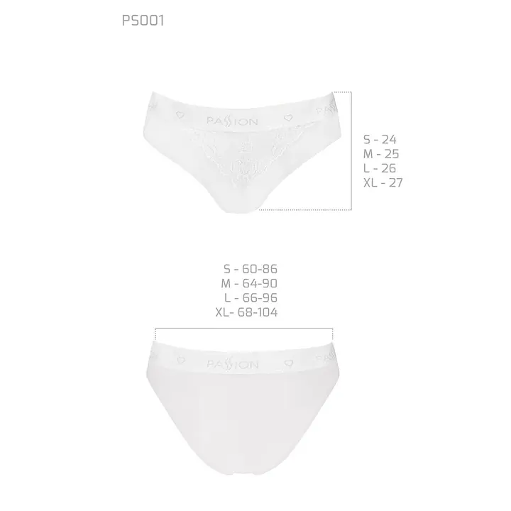 Трусики з широкою гумкою і мереживом Passion PS001 PANTIES M, white - Master