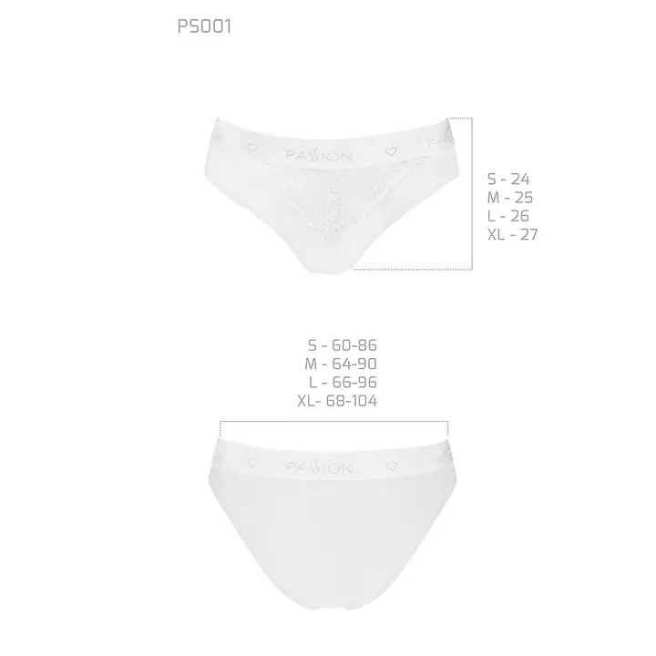 Трусики з широкою гумкою і мереживом Passion PS001 PANTIES S, white - Master