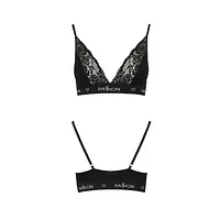 Еластичний топ з мереживом Passion PS001 TOP L, black - Master