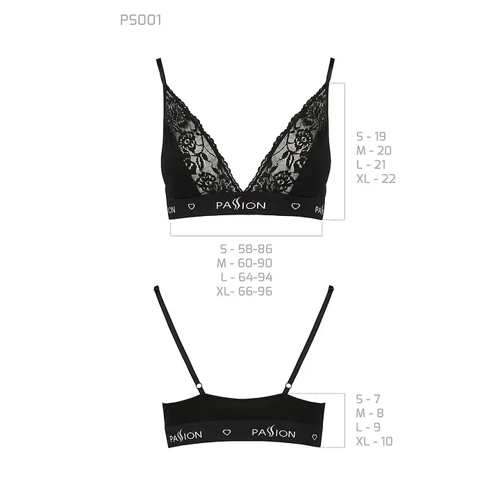 Еластичний топ з мереживом Passion PS001 TOP L, black - Master