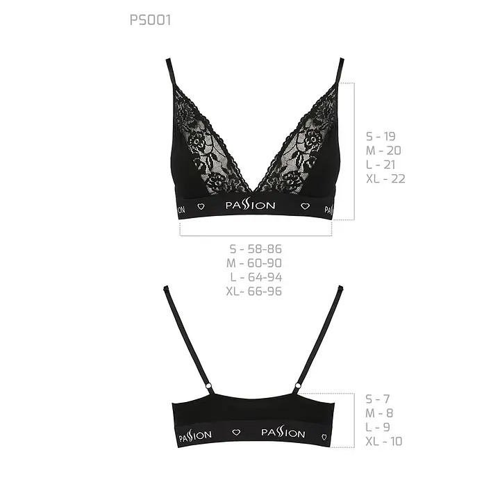 Еластичний топ з мереживом Passion PS001 TOP M, black - Master