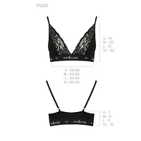 Еластичний топ з мереживом Passion PS001 TOP S, black - Master