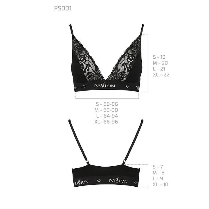 Еластичний топ з мереживом Passion PS001 TOP S, black - Master