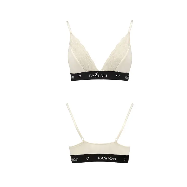 Еластичний топ з мереживом Passion PS001 TOP L, ecru - Master
