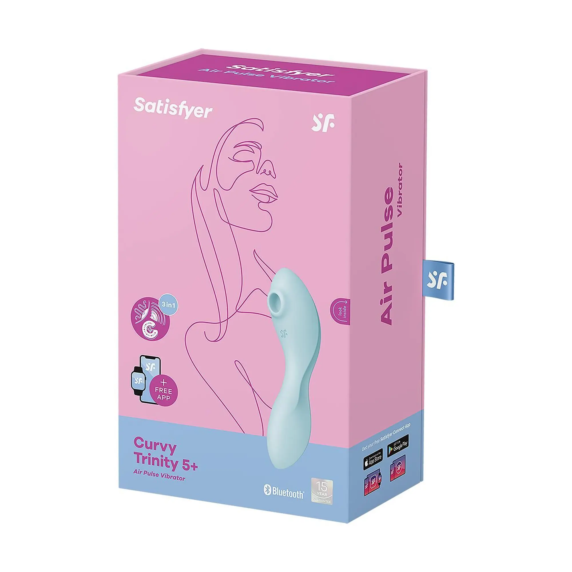Вакуумний смарт-стимулятор із вібрацією Satisfyer Curvy Trinity 5 (Blue)  (м'ята упаковка!!!) - Master
