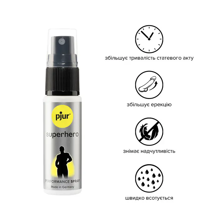 Пролонгувальний спрей pjur Superhero Spray 20 мл, всотується в шкіру, натуральні компоненти - Master