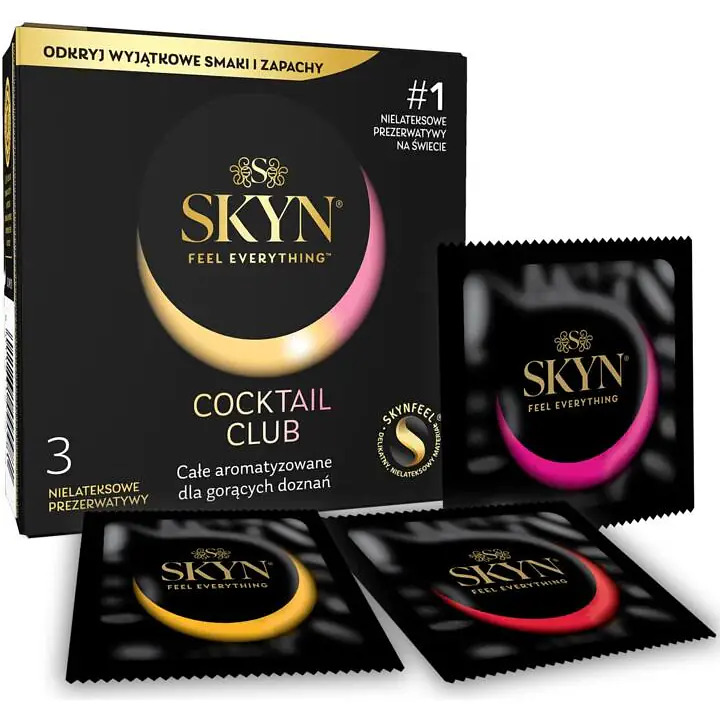 Презервативи SKYN Cocktail Club 3 шт, смаки Pina Colada, Cherry Sunrise та Passion Daiquiri - Master