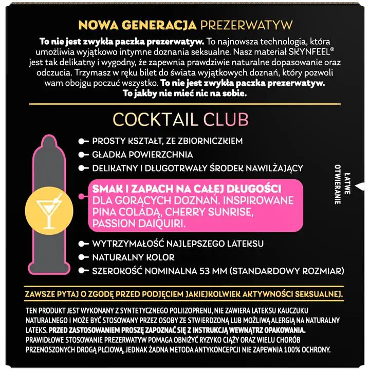 Презервативи SKYN Cocktail Club 3 шт, смаки Pina Colada, Cherry Sunrise та Passion Daiquiri - Master