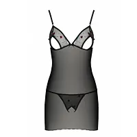 Сорочка з вирізами на грудях, стрінги Passion LOVELIA CHEMISE S/M, black - Master