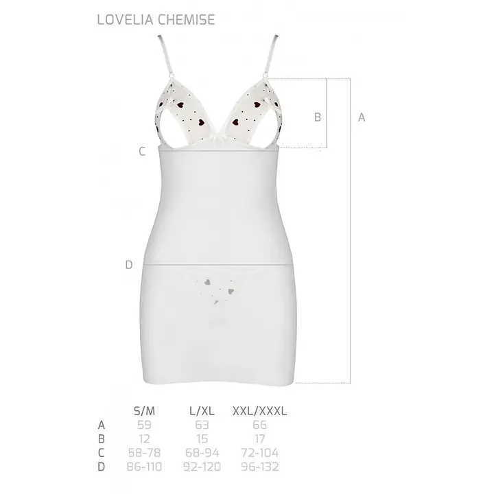 Сорочка з вирізами на грудях, стрінги Passion LOVELIA CHEMISE S/M, white - Master