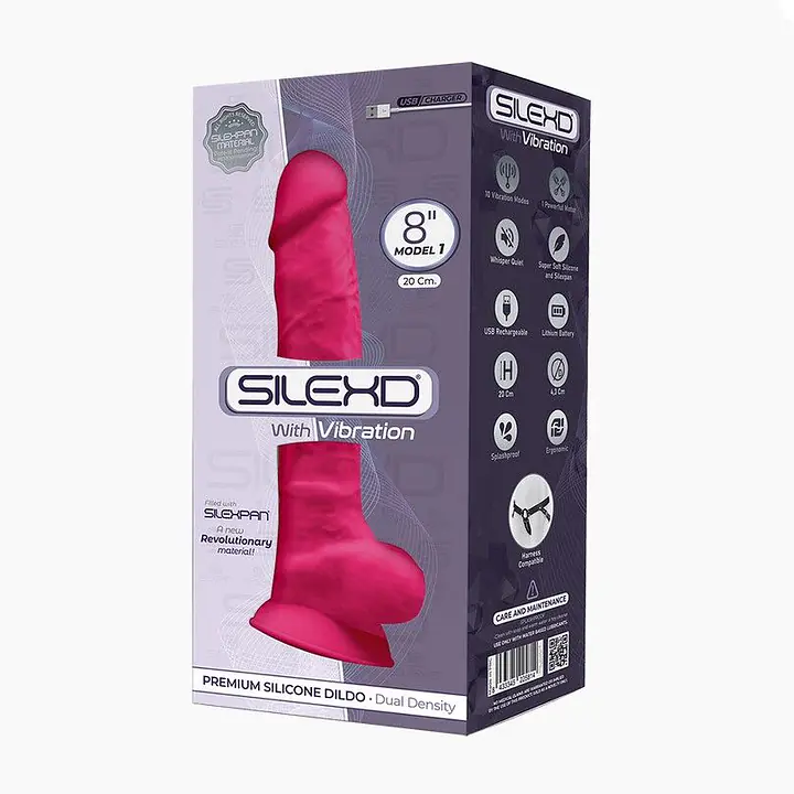 Фалоімітатор з вібрацією SilexD Vetus Vibro Pink (MODEL 1 size 8in), двошаровий, діаметр 4,2см - Master