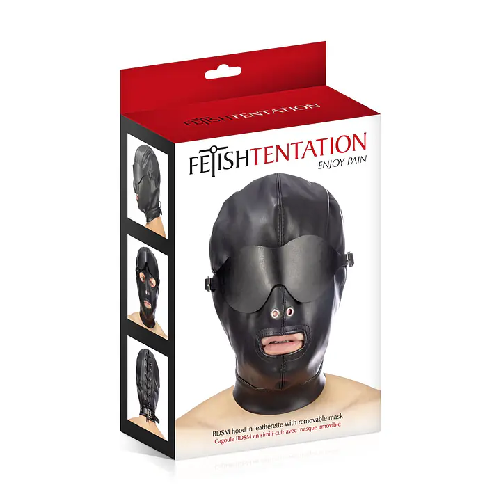 Капюшон для БДСМ зі знімною маскою Fetish Tentation BDSM hood in leatherette with removable mask - Master