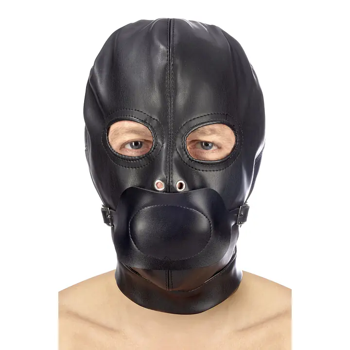 Капюшон з кляпом для БДСМ Fetish Tentation BDSM hood in leatherette with removable gag - Master