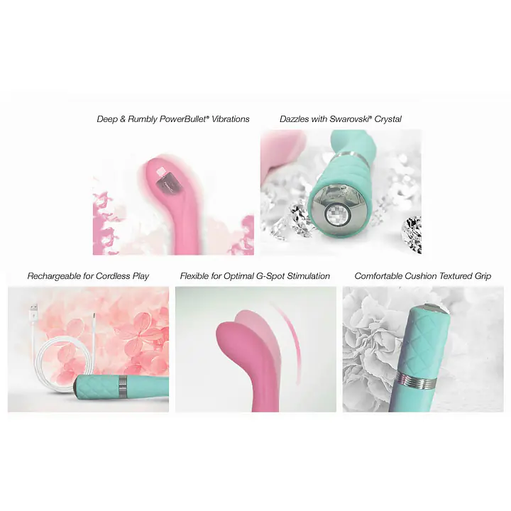 Розкішний вібратор Pillow Talk - Sassy Teal з кристалом Сваровські для точки G, подарункова упаковка - Master
