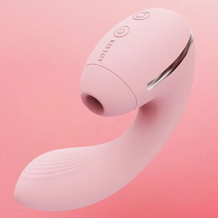 Вакуумний вібратор KISSTOY Tina Mini Pink, вагінально-кліторальний - Master