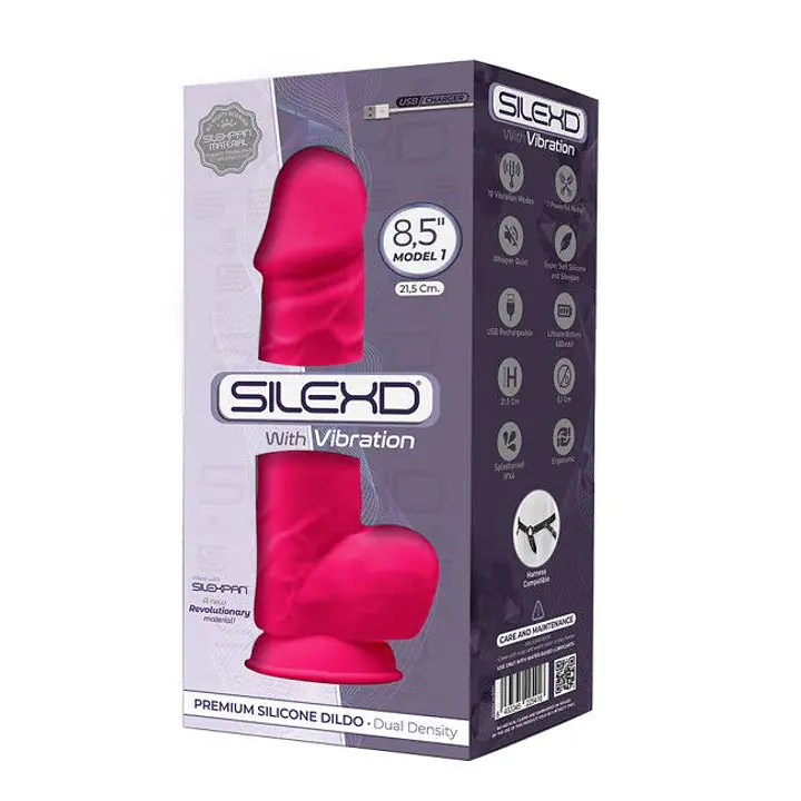 Фалоімітатор з вібрацією SilexD Norman Vibro Pink (MODEL 1 size 8,5in), двошаровий, діаметр 5 см - Master