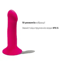 Двошаровий ділдо з вібрацією Adrien Lastic Hitsens 2 Pink, відмінно для страпона, макс діаметр 4 см, - Master