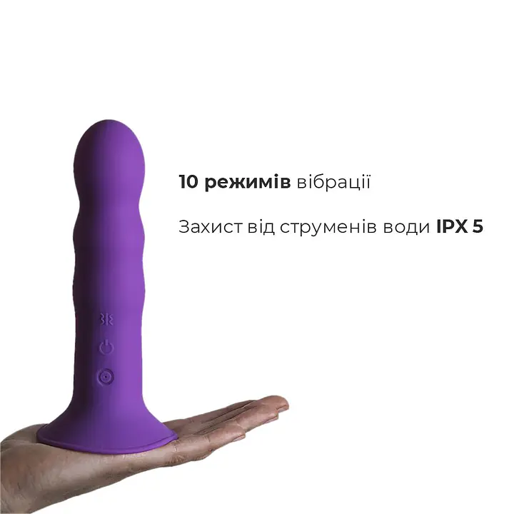 Двошаровий ділдо з вібрацією Adrien Lastic Hitsens 3 Purple, відмінно для страпона, діаметр 4 см, до - Master