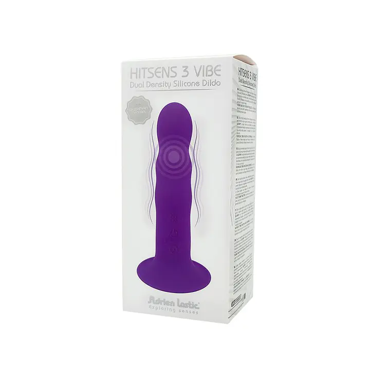 Двошаровий ділдо з вібрацією Adrien Lastic Hitsens 3 Purple, відмінно для страпона, діаметр 4 см, до - Master