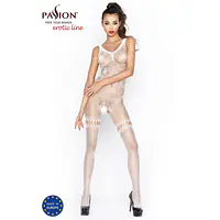 Бодістокінг Passion BS045 white, комбінезон, імітація панчох і боді - Master
